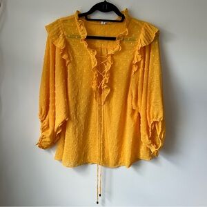 Anthropologie Yellow Ruffled Blouse